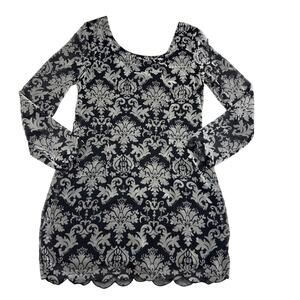 Black Swan Y2K Whimsygoth Fairy Goth Velvet Burnout Long Sleeve Dress Women's M